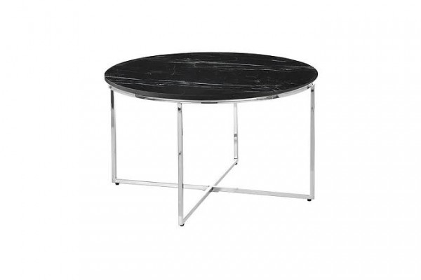 Ronde salontafel woonkamer zwart MDF + metaal X-poten nieuw luxe.