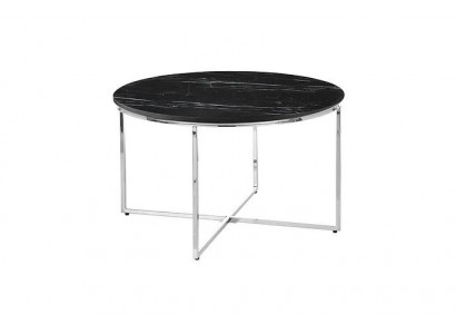 Ronde salontafel woonkamer zwart MDF + metaal X-poten nieuw luxe.