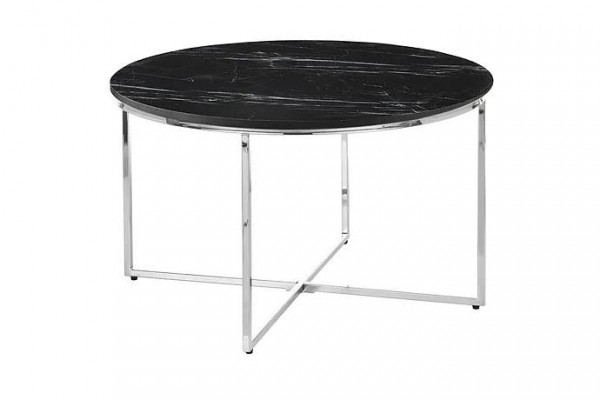 Ronde salontafel woonkamer zwart MDF + metaal X-poten nieuw luxe.