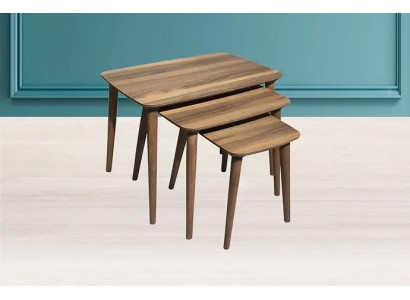 Rechthoekige salontafel set 3x tafels Woonkamer Eetkamer Bruin Hout