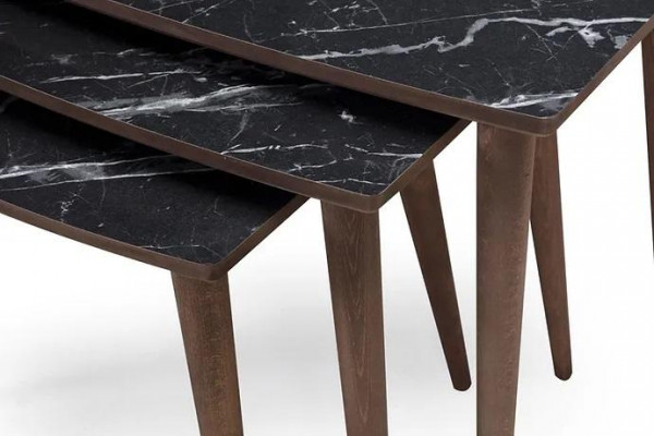 Rechthoekige salontafels 3 x set zwart Eetkamer-woonkamertafels Nieuw