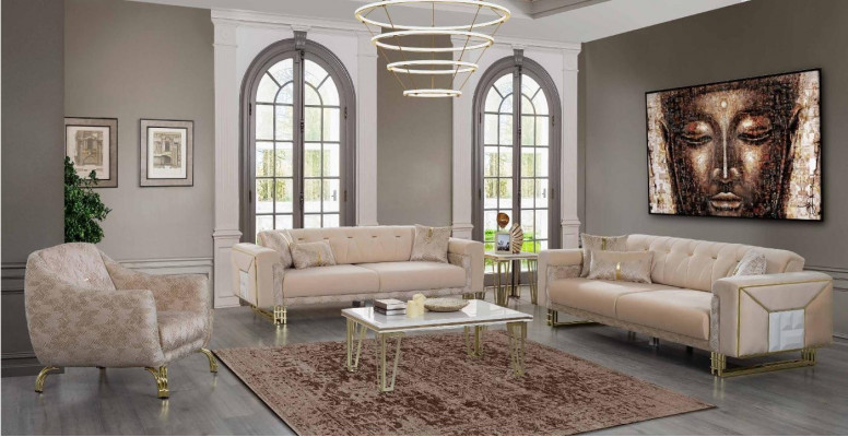 Complete Beige Zitbank Woonkamer Bankstellen Luxe Fauteuil Salontafel
