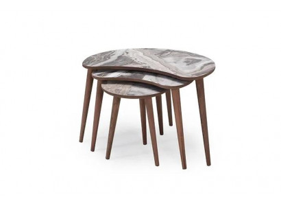 Nierachtige salontafels 3 x set bijzettafels woonkamer beige nieuw