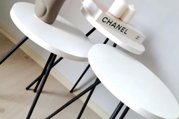 Woonkamer salontafel bijzettafel set 3x Modern Wit MDF Metalen poten