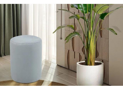 Luxe poef met witte textielbekleding en MDF-frame Nieuw