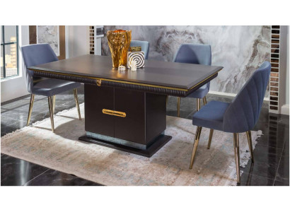 Luxe roestvrijstalen eetkamerset Moderne eettafel 4x gestoffeerde stoelen