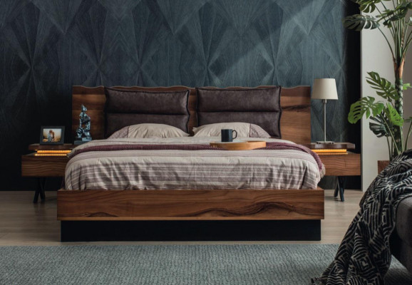 Slaapkamer houten set Robuust bed 2x nachtkastjes 3-delige luxe set