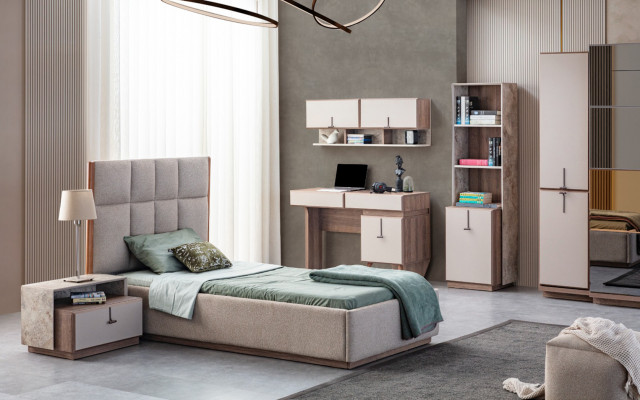 Complete kinderkamerset luxe bed 1x nachtkastjes boekenplank