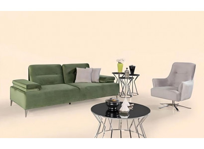 Groen-witte woonkamer zithoek 3-zits bankfauteuil luxe bank