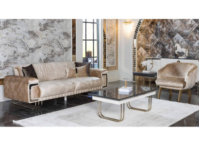 Woonkamer Moderne bankstel Driepersoons bank Fauteuil Salontafel