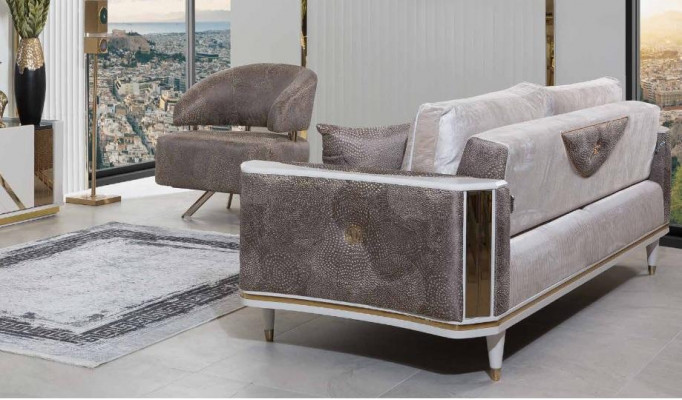 Moderne woonkamerset ontwerper Beige driezitsbank salontafel