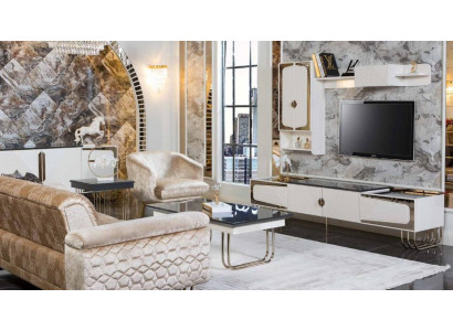 Exclusieve roestvrijstalen tv-kast designer wandplank luxe woonkamerset