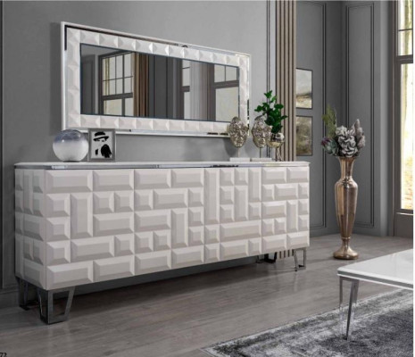 Witte luxe commode Ontwerper Rechthoekige spiegel Modern dressoir