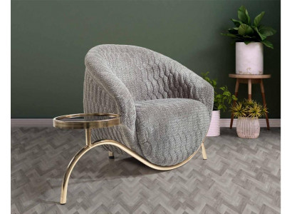 Grijze gestoffeerde eenzitter woonkamer designer fauteuil. Nobele fauteuil voor één persoon.