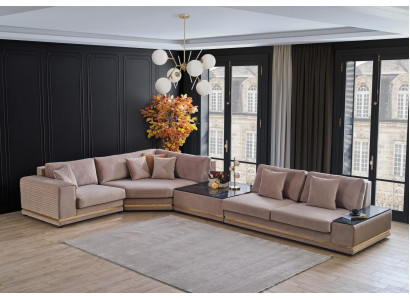 Beige L-vormige bank Stijlvolle woonlandschap Designer bank meubels