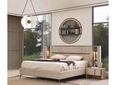 Luxe slaapkamer Beige tweepersoonsbed 2x nachtkastjes Moderne meubels