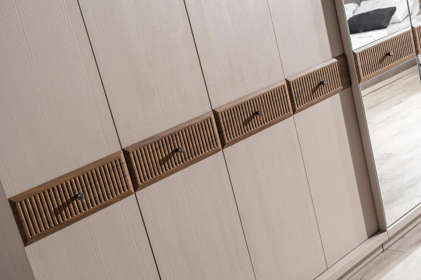 Beige slaapkamer set - Designer tweepersoonsbed kaptafel ladekast 7-delig