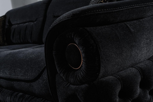 Zwart woonkamer set Exclusieve bankbekleding Fauteuil RTV-laag dressoir