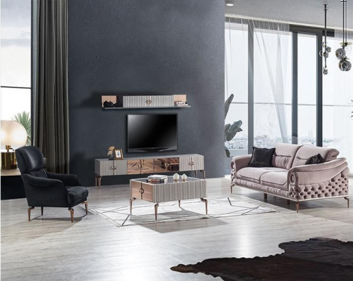 Edle woonkamerset Luxe gestoffeerde bank Designer fauteuil TV-meubel
