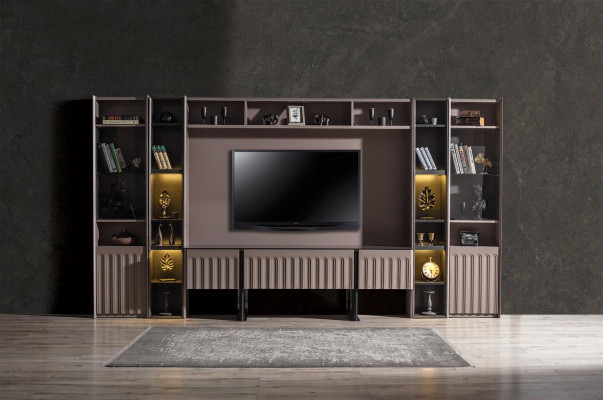 Luxe Bruine Woonkamer Stijlvolle Houten Meubels Edele Planken