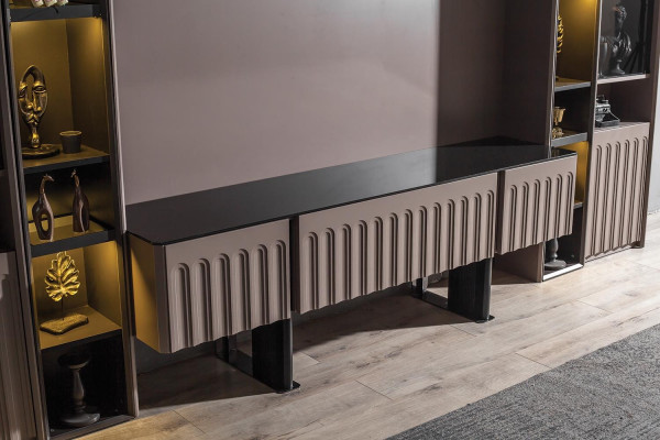 Luxe Bruine Woonkamer Stijlvolle Houten Meubels Edele Planken