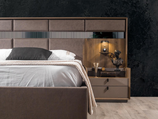 Luxe slaapkamer set Bruin tweepersoonsbed 2x nachtkastjes 3-delig Nieuw