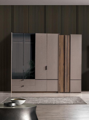 Beige kledingkast Ontwerper Slaapkamermeubilair Moderne inrichting