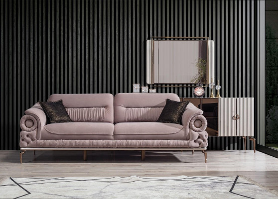 Stijlvolle 3-zits woonkamer roze luxe bank gestoffeerde zitmeubels nieuw