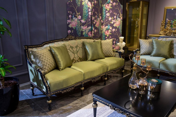 Luxe driepersoons moderne bank gestoffeerde meubels bankstellen stof textiel groen