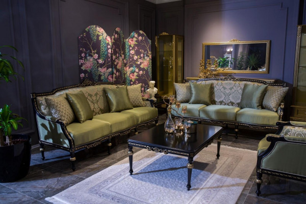 Luxe driepersoons moderne bank gestoffeerde meubels bankstellen stof textiel groen