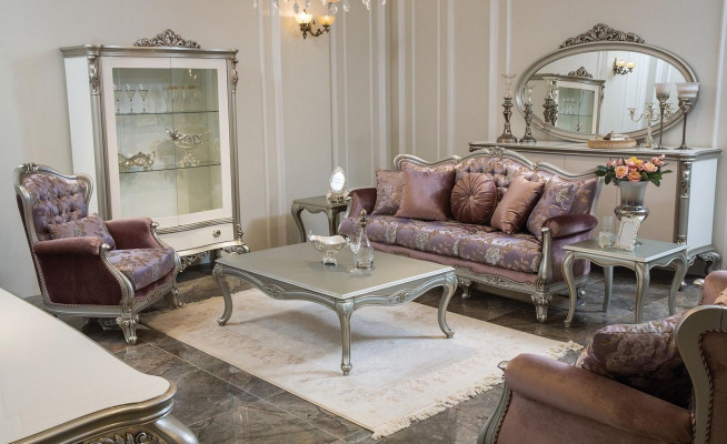 Bankstel 3-zit Lila Woonkamer Klassiek ontwerpmeubilair Bankstellen Luxe Nieuw