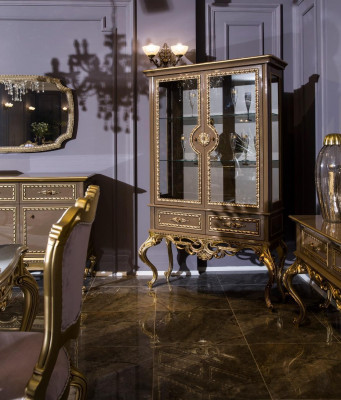 Gouden vitrine barok rococo meubels kast glazen kast planken vitrines