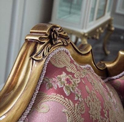 Bankstel 3-zits Lila Textiel Banken Bank Bekleding Luxe Klassiek Driezitter