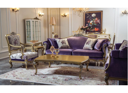 Luxe bankstel bestaande uit 3+2+1-zits bank, salontafel, banken, fauteuils, stoffen bank, 4-delig.
