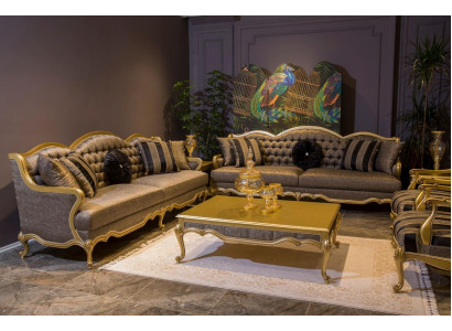 Compleet set bankstel 3+3+1+1 zitbanken salontafel barok rococo 5-delig