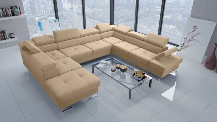 Woonlandschappen hoekbank bankstel textiel lederen bekleding zitje hoekbank U-vorm bankstellen