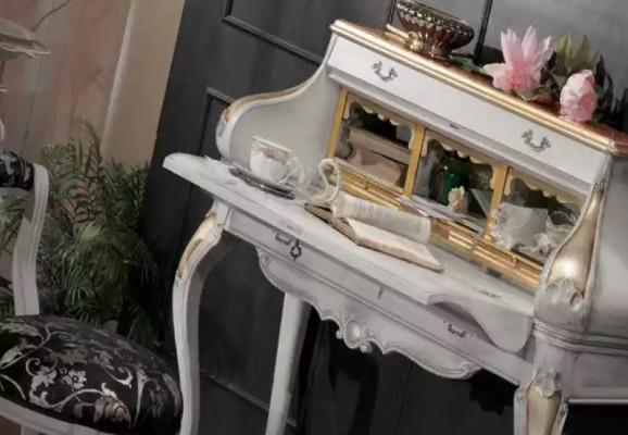 Witte slaapkamermeubels 2x nachtkastjes kaptafel modern bed 4-delig