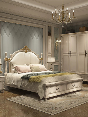 Luxe bed gestoffeerd design dubbele hotelbedden koninklijk barok houten meubilair nieuw
