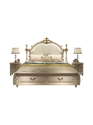 Luxe bed gestoffeerd design dubbele hotelbedden koninklijk barok houten meubilair nieuw