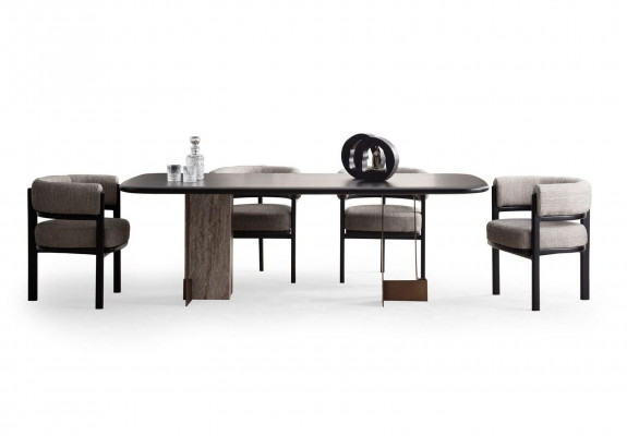 Designer eetkamerset, eettafel 6x stoelen dressoir spiegel 9-delig.