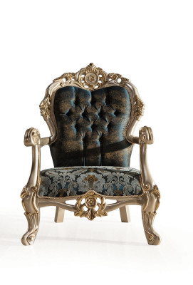 Sofagarnituur Bank Bank Barok Rococo Set Salontafel Turkoois 5-delig Goud