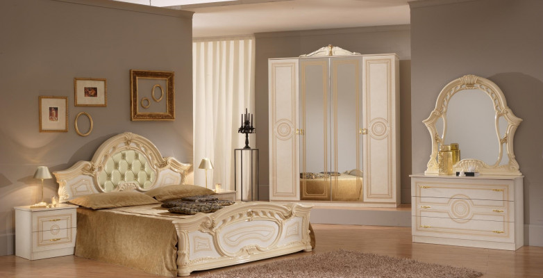 Slaapkamer set Design Modern Luxe Slaapkamer Bed + 2x Nachtkastje 6-delig.