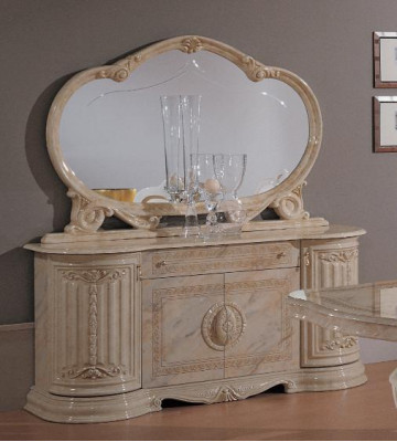 Luxe woon-eetkamer set 2-delig dressoir Klassieke vitrinekast Tafel