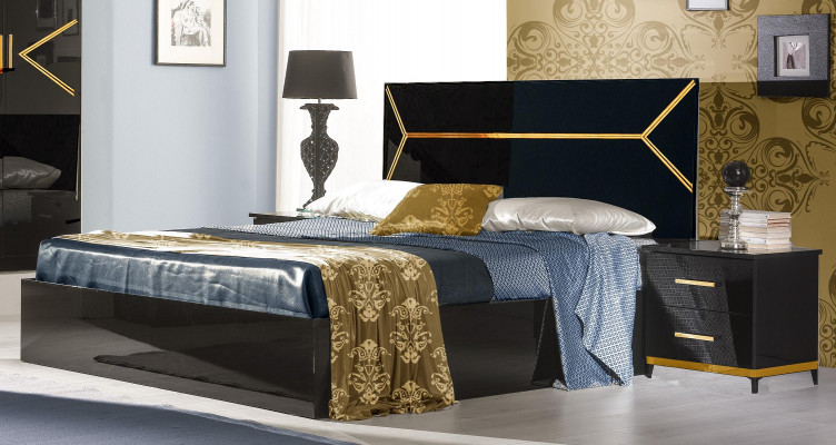 Klassieke slaapkamer set in luxueuze moderne stijl, bed met 6-delige houten commode.