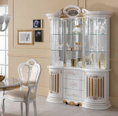 Italiaanse luxe meubelen xxl vitrine ladekast glas design kast nieuw.