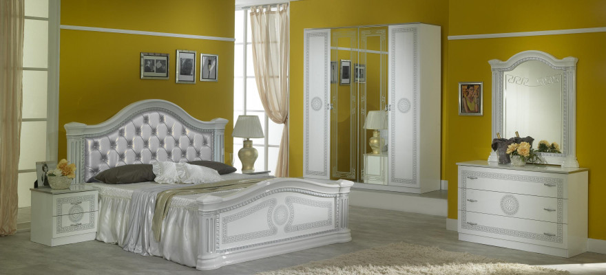 Klasse slaapkamer set 3-delig bed tweepersoonsbed bedden 2x nachtkastje Chesterfield