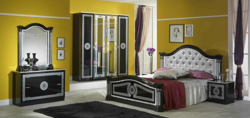 Bed 2x Nightstand 3-piece Bedroom Set Design Luxury Bedroom Chesterfield