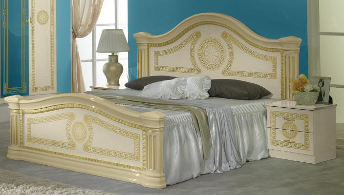 Ontwerp slaapkamer 3-delige set Bed Nachtkastje Klassieke luxe bedden set meubels