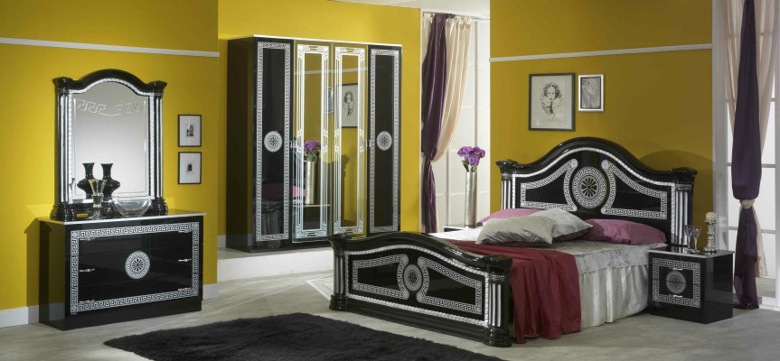 Bed 2x Nightstands 3-piece Italian Furniture Bedroom Beds Wood New Set.