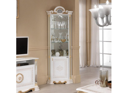 Witte hoekvitrine glazen kast vitrinekast kasten plank Italiaanse meubels.